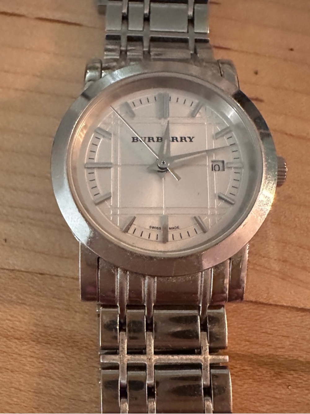 Burberry Silver Stainless Steel Men’s Watch with White Dial